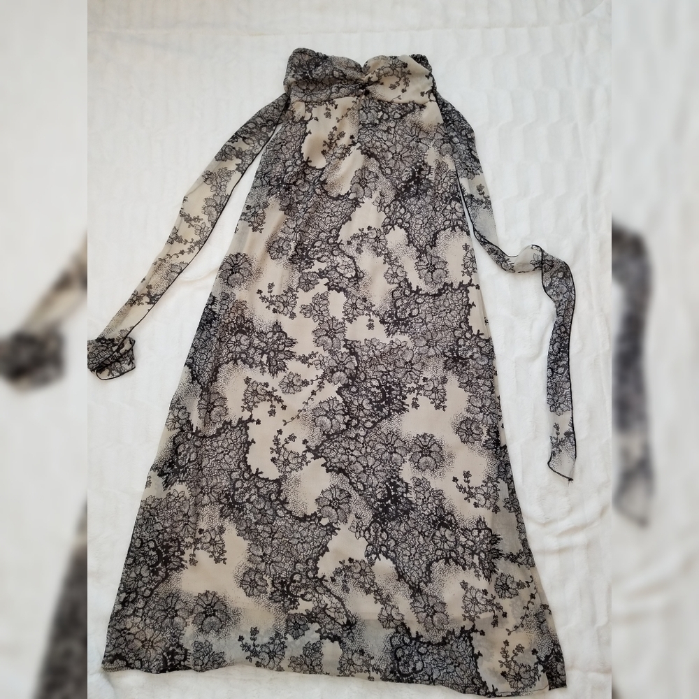 LAST CALL! Black and Beige Floral Maxi Dress